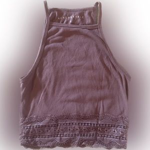 Aeropostale Dusty Pink Lace Trim Crop Top